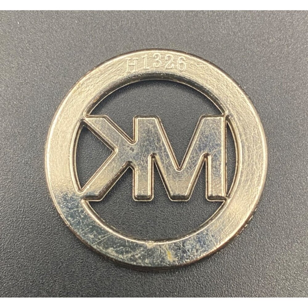 Michael Kors MK Logo Rhinestone Emblem H1326 Silver Tone Replacement Badge 1.25" - Picture 2 of 4
